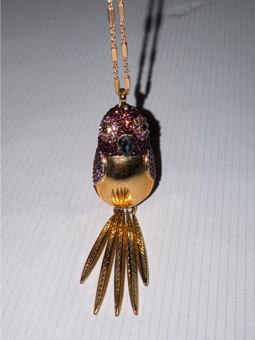 Henri Bendel rare vintage OWL Crystal Pendant Necklace